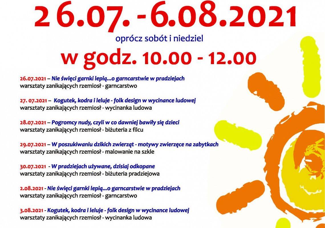 WAKACJE w MUZEUM 26.07. - 6.08.2021 r. grafika