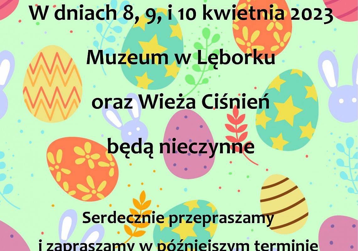 Muzeum i Wieża Ciśnień nieczynne w dniach 8,9,10.04.2023 r. grafika