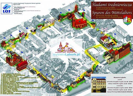 Średniowieczne obwarowania Lęborka - mapka grafika