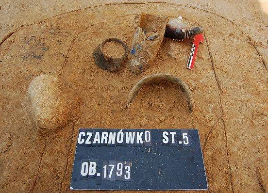 Szklana ryba w grobie z przełomu II i III wieku naszej ery grafika